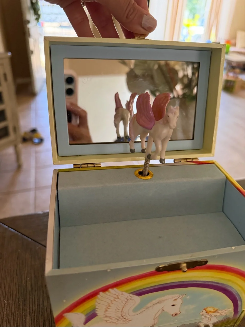 Unicorn Jewelry Music Box with Rainbow Artwork